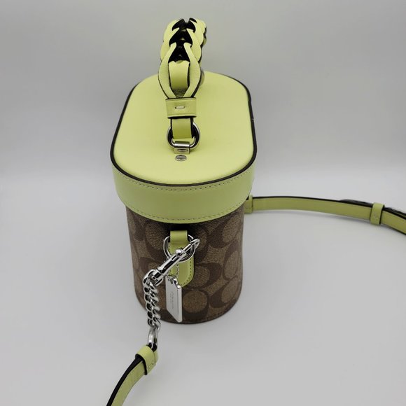 Coach CJ613 Signature Kay Crossbody Trunk Bag Khaki Pale Lime Handbag - Picture 3 of 7